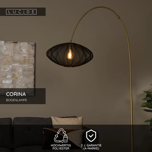 Lucide CORINA - Bogenlampe - 1xE27 - Schwarz - USP